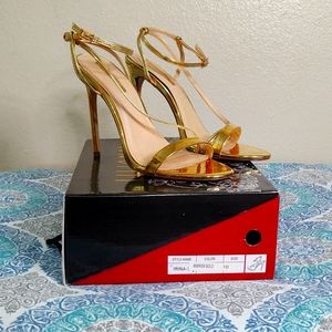 LILIANA Mirror Gold Strappy Heels